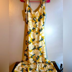 Floral print yellow dress